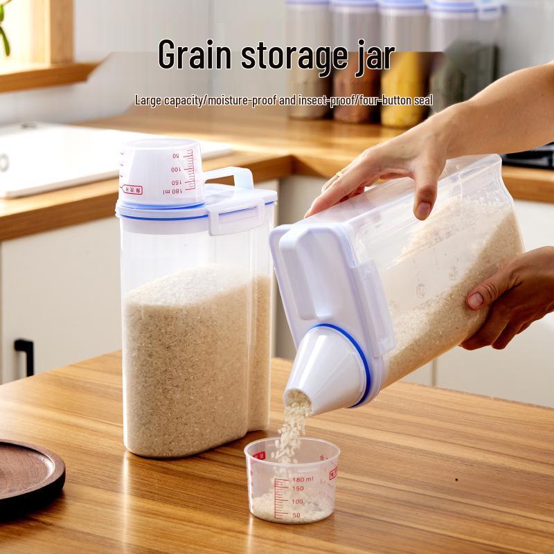Japanese Rice Storage & Measuring Cup with Sealing Lid - Cereal & Grain Storage Container