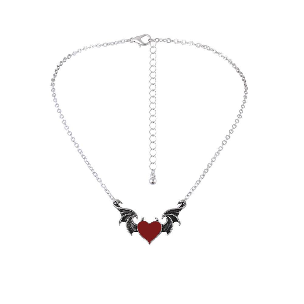 Trendsetting Geometric Heart And Wing Necklace Unique Alloy Jewelry For Women