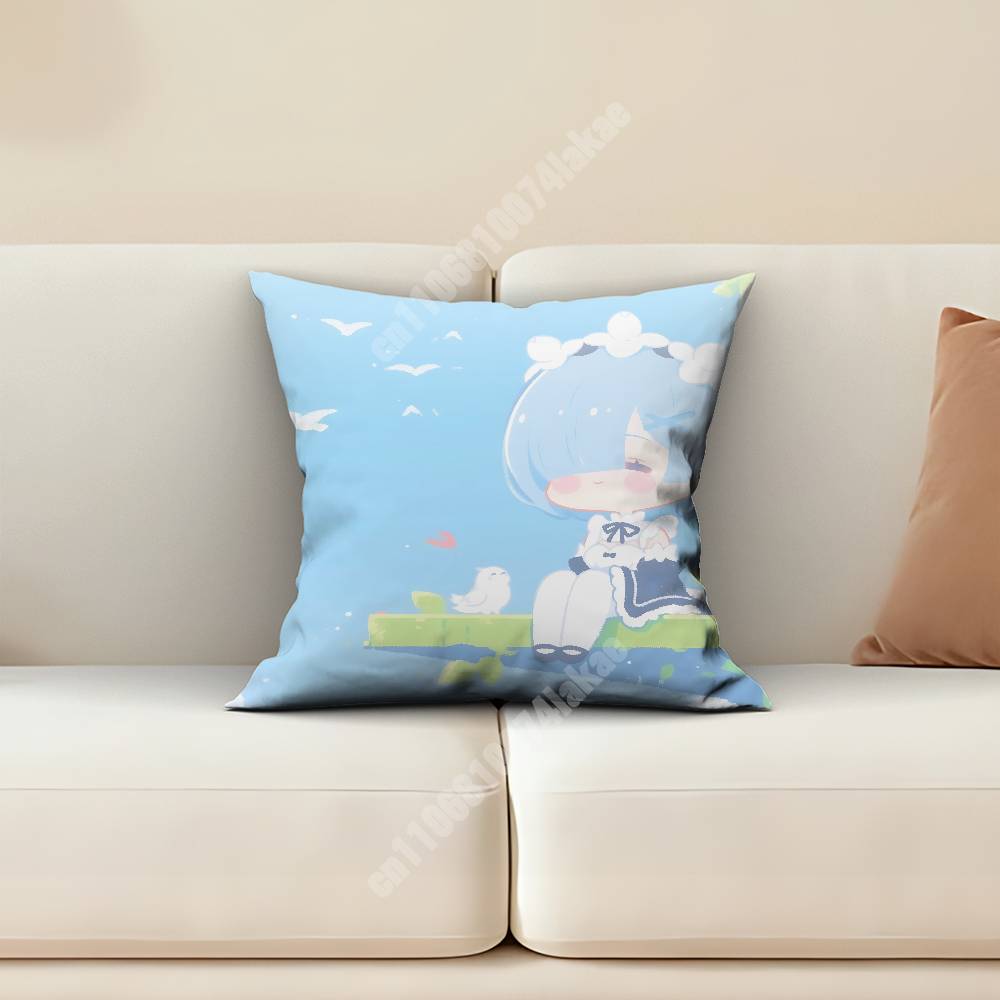 Rem Re Zero Pillow Cover Cushion Case Sofa Couch Modern Apartment Decor Family Furnishing
