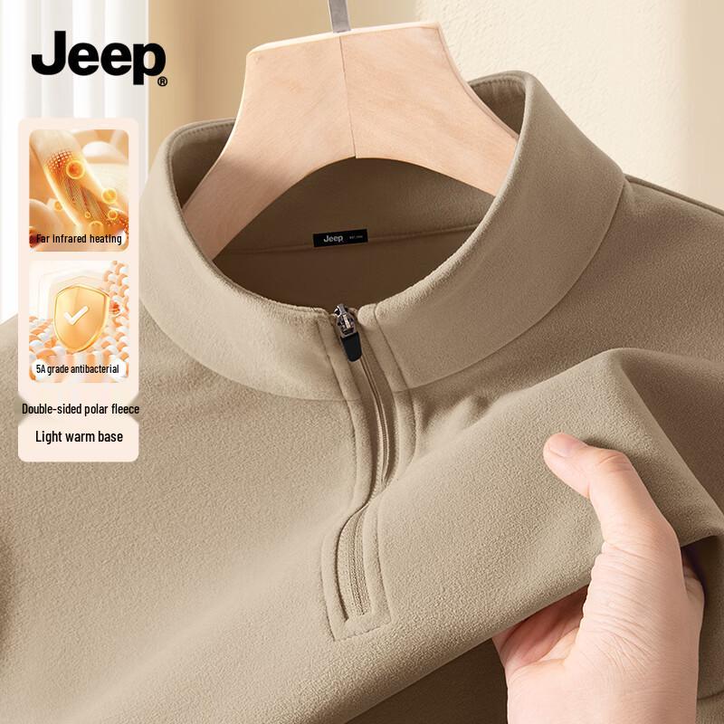 JEEP Men s Fleece Lined Thermal Stand-Collar T-Shirt L