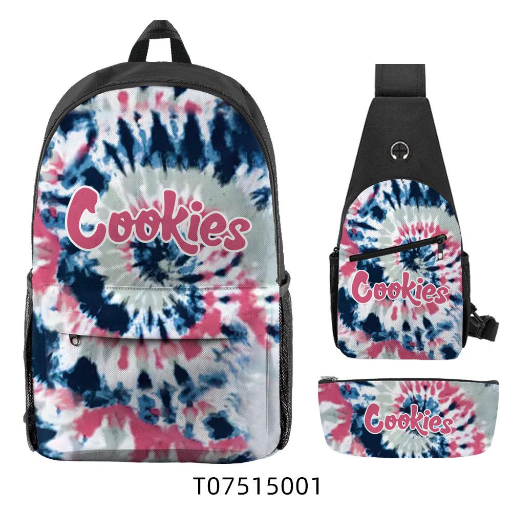 Cook Backpack Student School Bag Lightweight Polyester Backpack Three-Piece Set