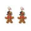 New, Christmas Creative Design Sense Dripping Alloy Wearing Hat Cartoon Cute Gingerbread Man Earrings