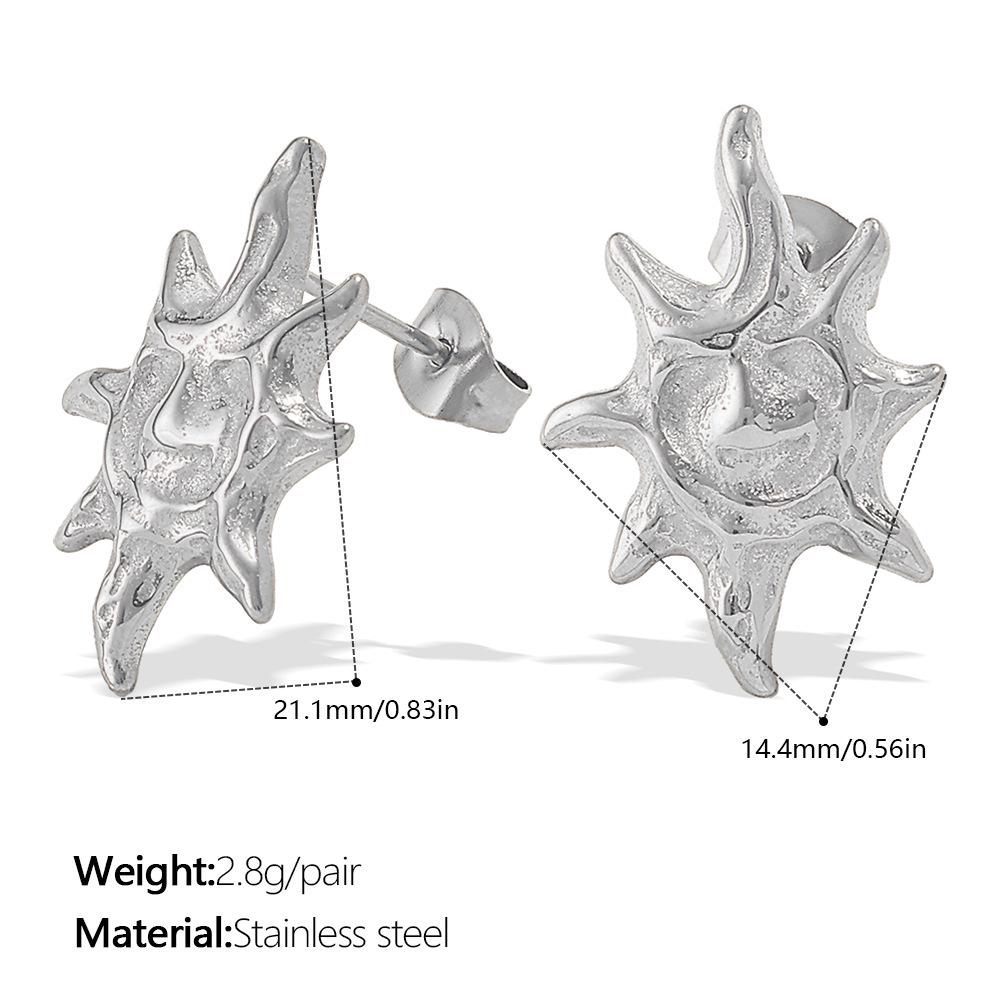 European & American Irregular Pleated Titanium Star Stud Earrings - Women s Exaggerated High-end Light Luxury Jewelry.