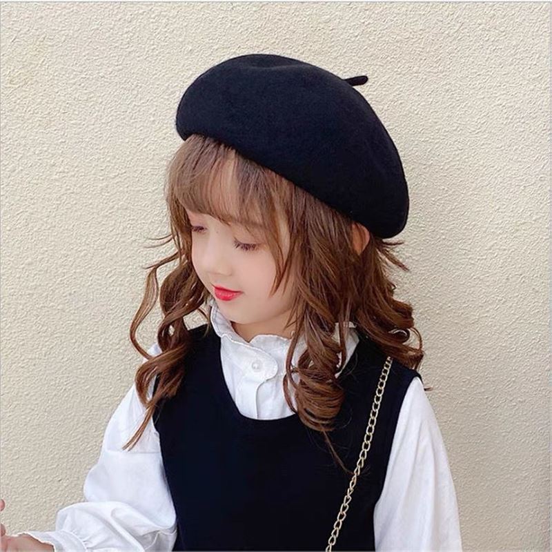 

Girl Fashion Beret Hat With Pearl Embellishments For Autumn Winter Kids And Teens Style 14,55-59cm