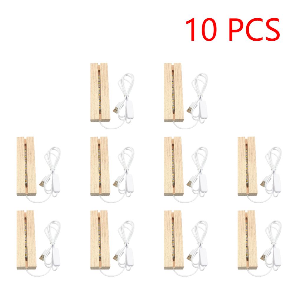 LED Wood Display Base-Rectangle Crystal Lighted Base Stand Acrylic Light Plate Base-Warm Lighted USB Wooden Base for Art Decor