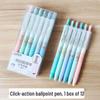 12-Pack Clickable Ballpoint Pens with 0.5mm Refillable ST Needle Tip for Exams, Black Water-Based Ink