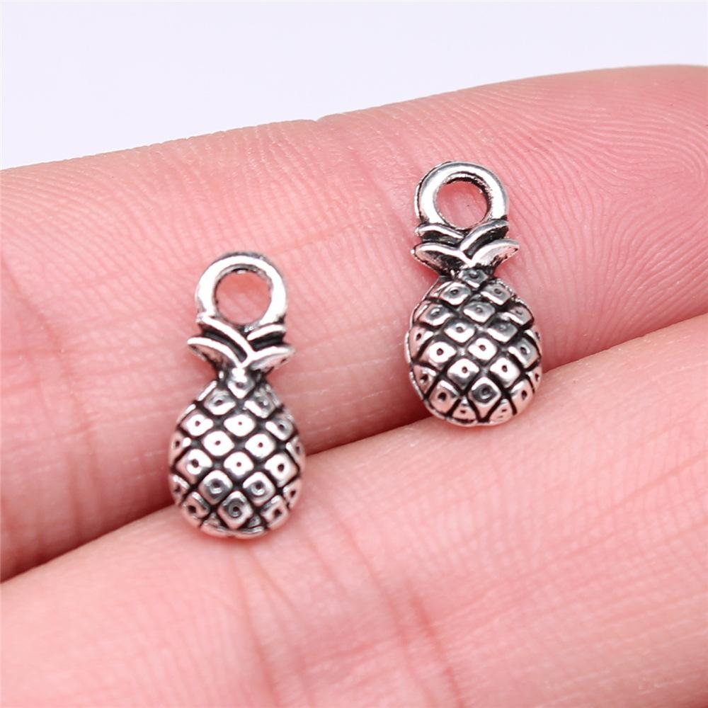 10pcs Tibetan Bronze Silver Color Pendants Antique Jewelry Making DIY Handmade Craft Pineapple Charms For Jewelry Making