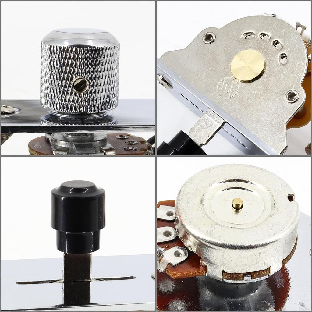 Domofa Loaded Telecaster Electric Guitar Control Plate Pre-wired 3-Way Switch 500K Potentiometer Tone Volume Knobs Wiring Harness Chrome