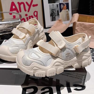 Rindslederversion~ Hässlich-süße Mary Jane Schuhe hohles Leder dicksohlige Klettverschluss-Taschenkopf-Sandalen Sportschuhe für Väter Damen