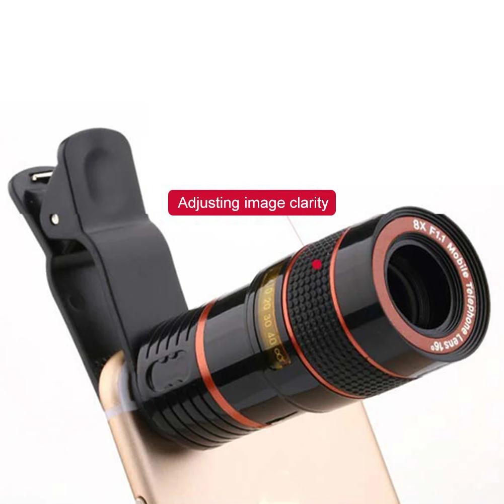 8X Zoom Phone Lens Clip-on Phone Camera Telephoto Lens Monocular Telescope Universal Phone Optical Telescope Lens For iPhone