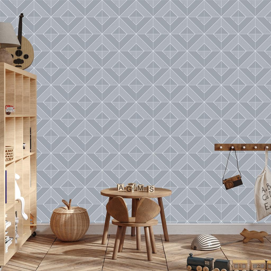 Geometric rhombus wallpaper light gray and gray 50x1000
