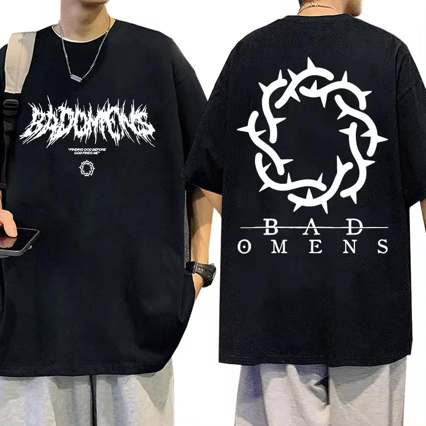 

Футболка с логотипом Bad Omens Band, мужская, женская, повседневная, модная, свободного покроя, хлопковая, хип-хоп, готическая, футболка XXXXXL чёрный