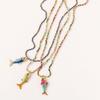 Colorful Adjustable Rope Chain Necklace Stainless Steel Oceanics Fish Charm Sturdy Jewelry Gift