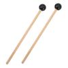 2Pairs Black And Wooden Color Percussion Mallets Silicone And Wood Drum Accessories For Drum