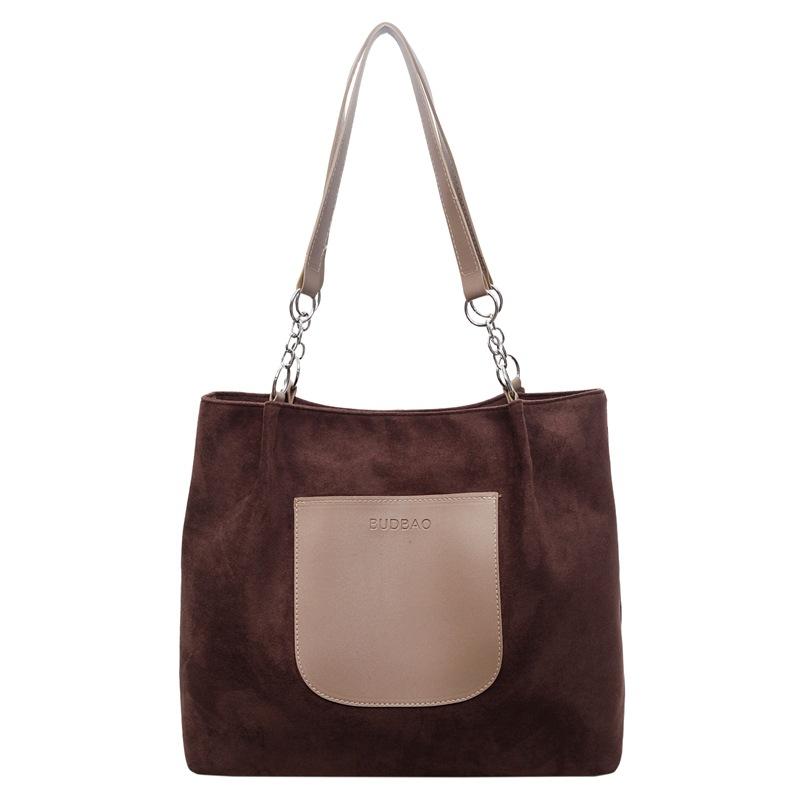 Vintage Suede Tote Bag Women's Large Capacity Commuter Shoulder Bag