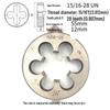 US-Made Round Die, 15/16 Inches with Thread Sizes 12, 14, 16, 18, 20, 24, 27, 32 - Yuan Banya.