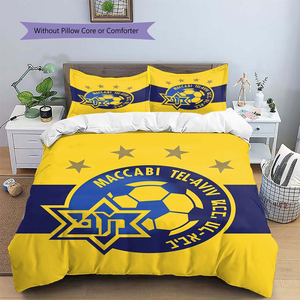 Maccabi Tel Aviv F.C Pattern Bedding,Quilt Set Quilt Cover Pillowcase Home Birthday Gift(1 * duvet cover + 2 * pillowcase, without core)
