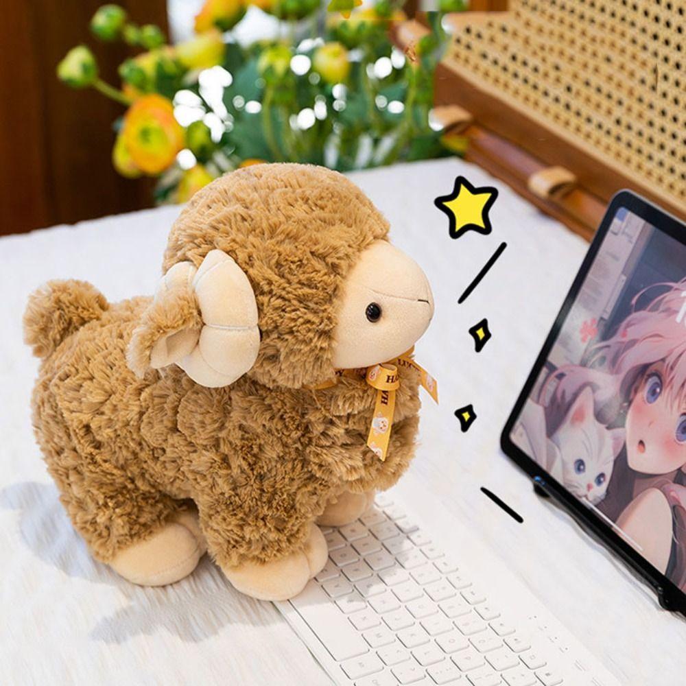 23cm Sheep Plush Toys PP Cotton Baby Goat Keychain Standing Goat Plush Doll Room Decoration