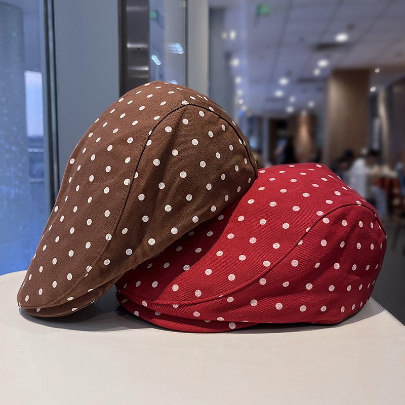 Retro Dopamine Polka Dot Forward Hat Women's Spring and Autumn Versatile Face Small Fashion Versatile Sweet Painter Hat Cap