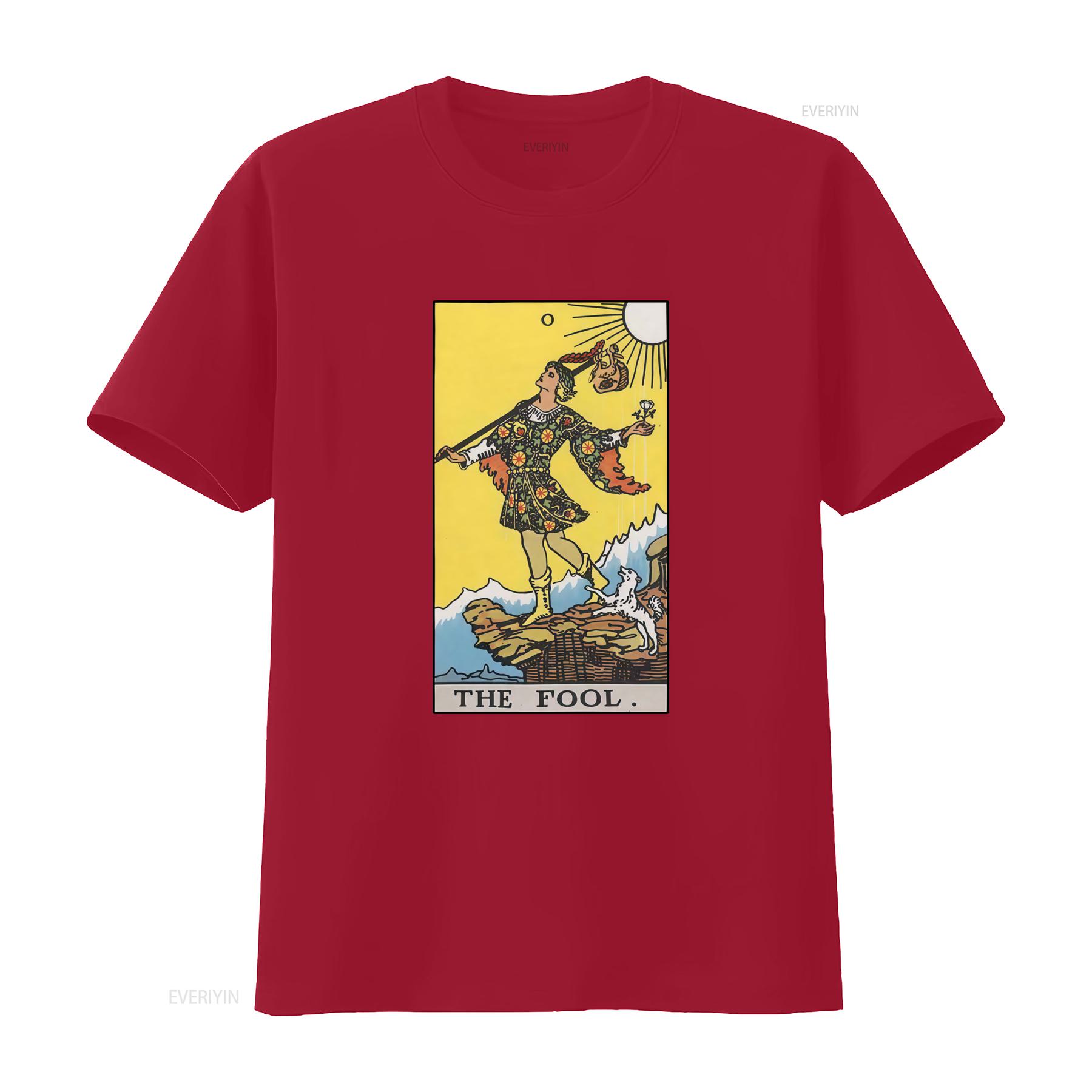 

Tarot The Fool Retro Art Drawing T Shirt Vintage Design Unique Print T1166 vintage Washed Stylish Breathable fashion Soft S