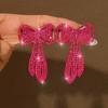 Rhinestone Earrings Temperament Bow Crystal Rhinestone Earrings Women'S Premium Bridal Earrings Earrings