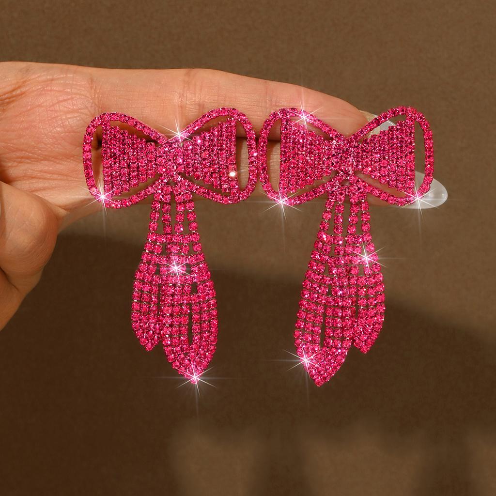 Rhinestone Earrings Temperament Bow Crystal Rhinestone Earrings Women'S Premium Bridal Earrings Earrings