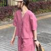 Dopamine French Chic New Chinese Style Summer Suit: Elegant Top & Wide-Leg Shorts, Retro Versatile Two-Piece Set