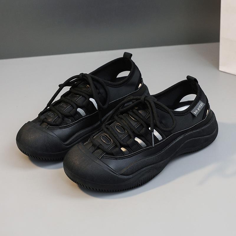New Little White Shoes Women's Sandals 2024 Summer Breathable Elevated Sandals Casual Hollow Shoes Women Sandals