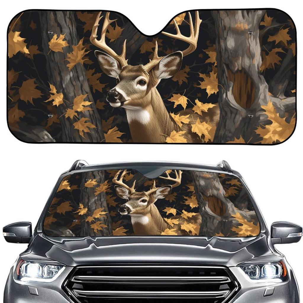 SHEIN Elk Print Aluminum Foil Sunshade - Portable, No-Install Windshield Visor for Men & Women