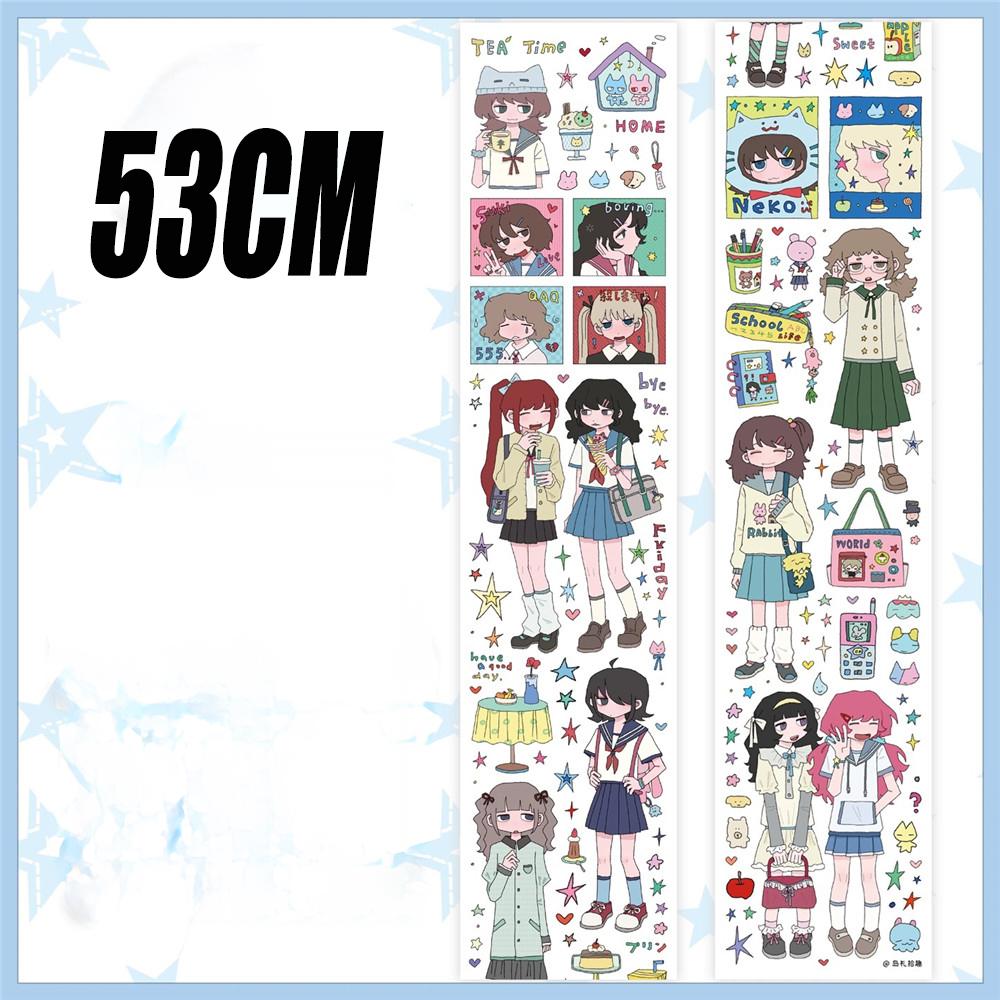 One Cycle Cute Hand-drawn Anime Cartoon Girl Stickers 35-50cm for Craft Supplies Scrapbooking Material Phone
