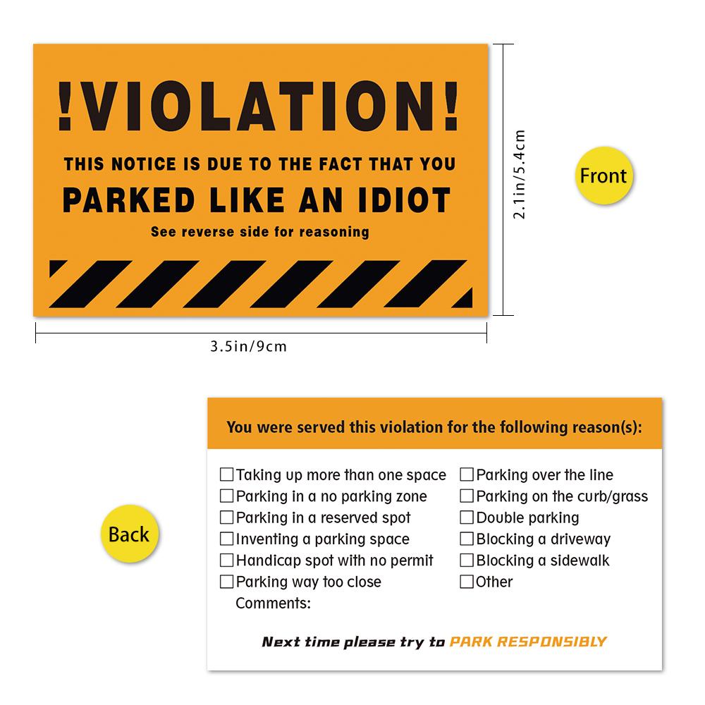 50pcs, Humourous Parking Violation Cards 3.5 X 2 Inch, Prank Funny Cards, Fake Ticket, Mini Portable Prank Props