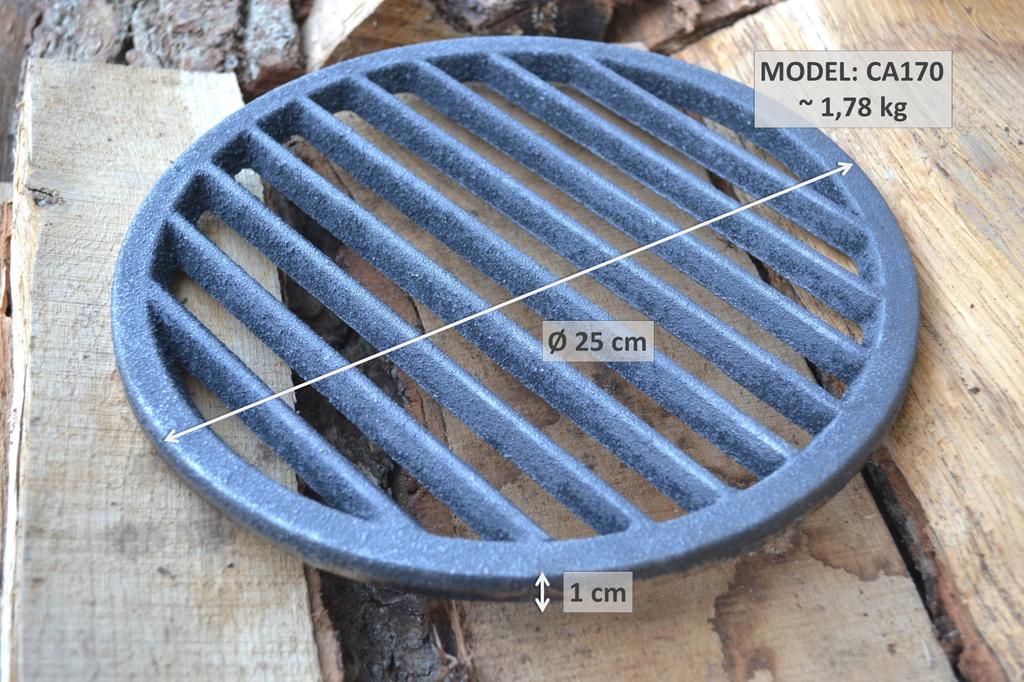 Ca170 - 25 Cm - Okrągły Ruszt Żeliwny Do Pieca, Kominka, Kuchni