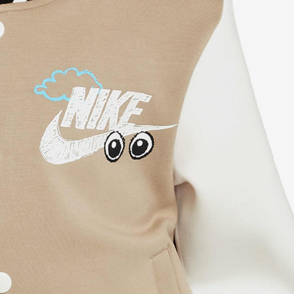 Nike Μπουφάν Πλεκτό Casual με Χρωματικές Ενότητες και Τύπωμα Γραμμάτων Παιδικά Μπουφάν Χακί FV3042-247