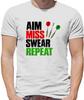 Aim Miss Swear Repeat - Mens T-Shirt - 180 Darts Love Funny Fathers Day Luke