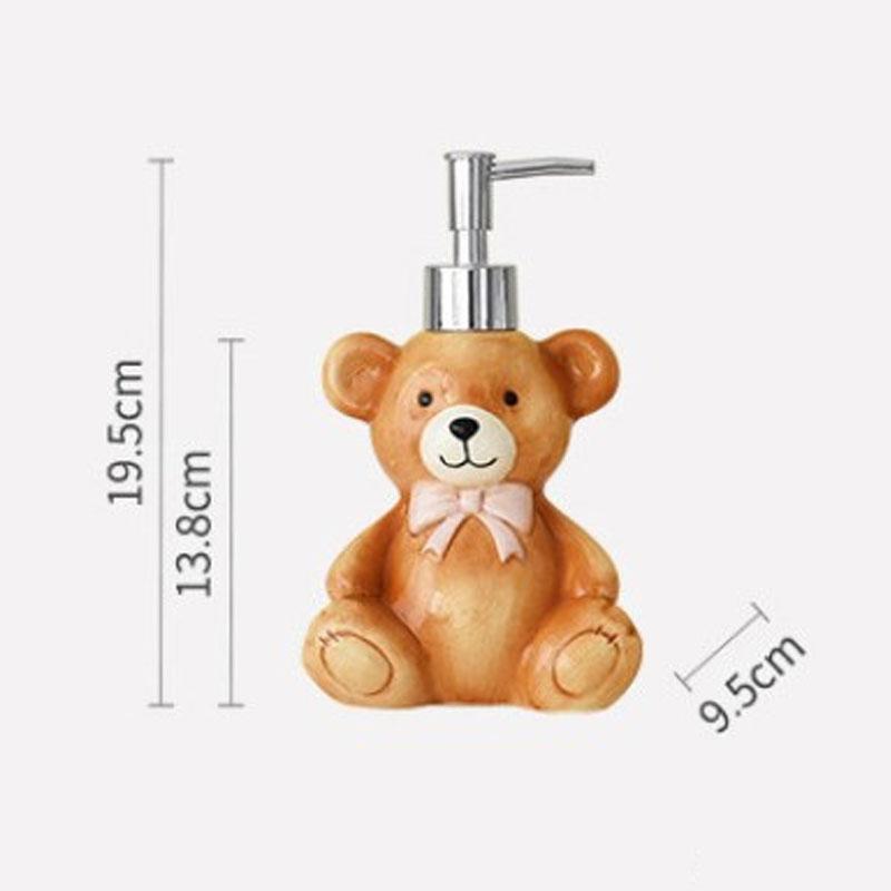 Cute teddy bear bath bottle hand sanitizer bottle creative home ceramic packaging container hand-painted underglaze color