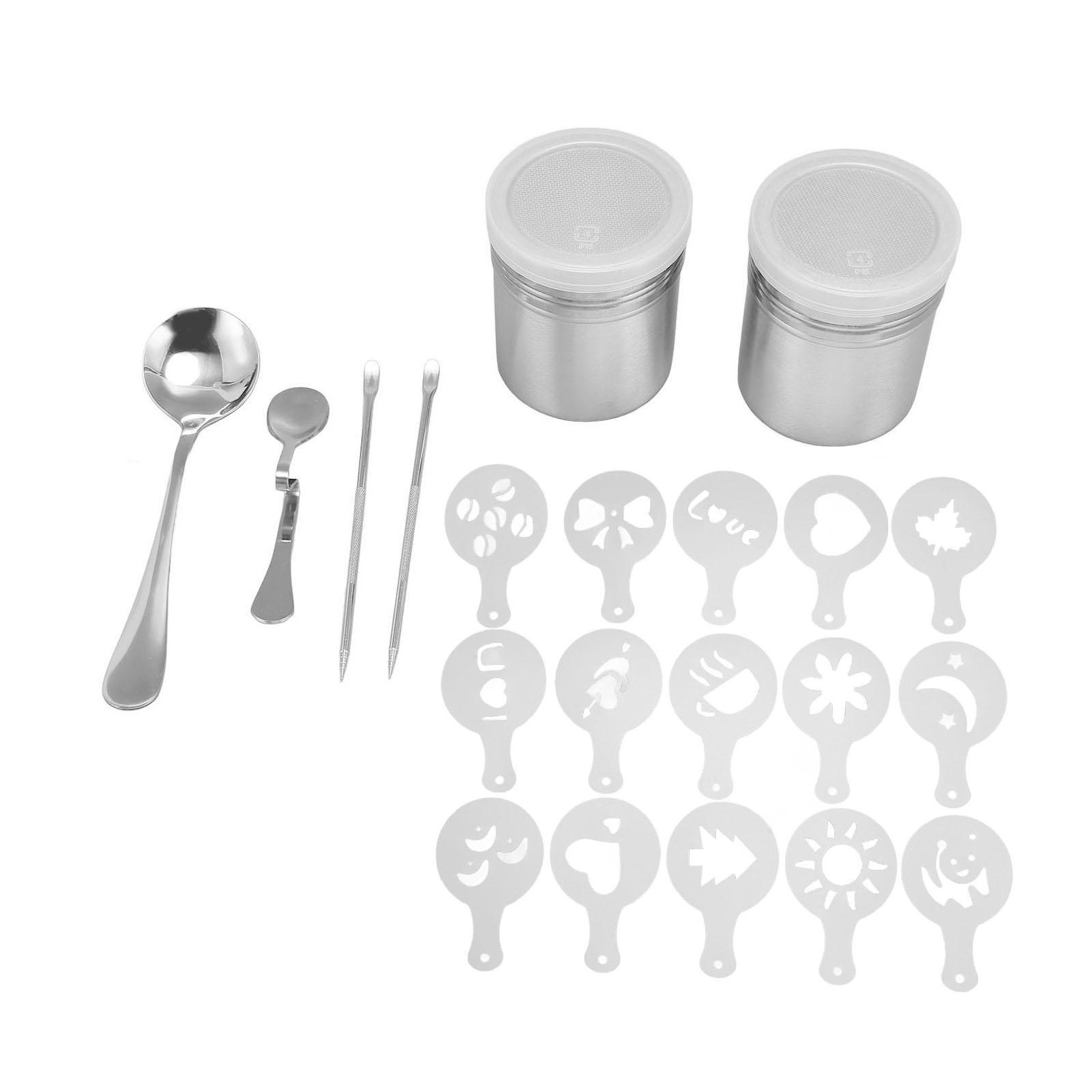 

Coffee Decorating Stencils Coffee Carving Pen Set Stainless Steel Portable Latte Art Pen Coffee Mould Tool with Powder L