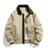 Mens Cropped Jacket Contrast Collar Utility Coat Cargo Jacket Barn Jacket Outwear with Pockets