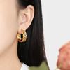 Huggies Leaf Hoop Earrings for Women Gold Color Stainless Steel Earrings Fashion Ear Buckle Wedding Jewelry Birthday Gift