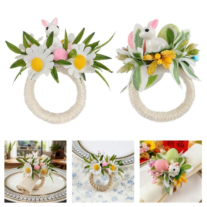 Plastic Napkin Rings With Easters Rabbit Eggs Theme Durable Suitable For Indoor Outdoors Celebration And Event