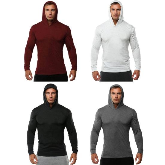 Muži Mikina s kapucí Dlouhé rukávy Jednobarevné Ležérní Slim Fit Měkká Bavlna Prodyšná Podzim Cvičení Muži Fitness Top Mikina s kapucí Sportovní oblečení