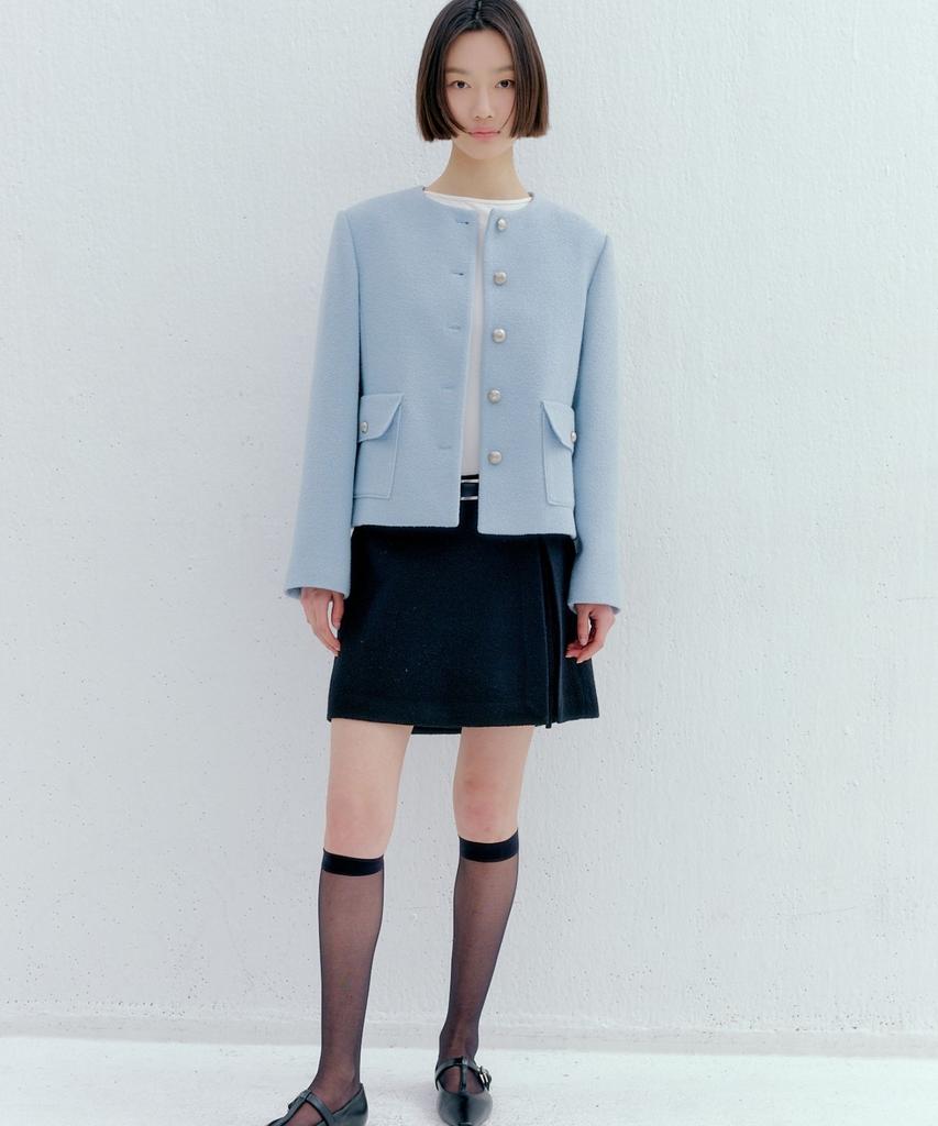 Okuka Wool Tweed Skirt Shorts - Black