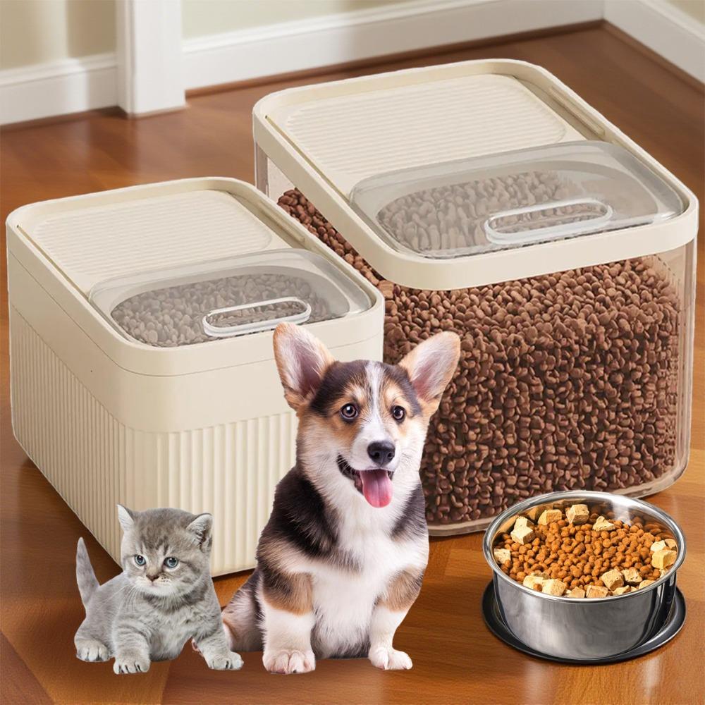 5/10/15kg Büyük Kapasiteli Nem Geçirmez Köpek Kedi Kuru Mama Kabı Evcil Hayvan Malzemesi Depolama için Hava Geçirmez Kapaklı Köpek Maması Saklama Kabı