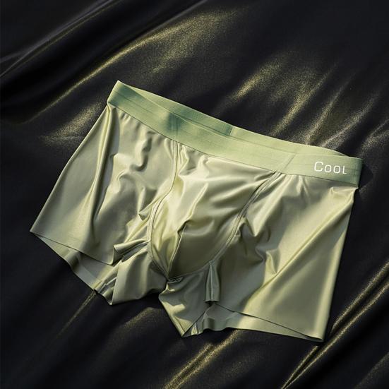 Men Boxer Underwear Elastic Mid-Waist Design Patchwork Color U-Convex Shorts Briefs Smooth Texture Panties