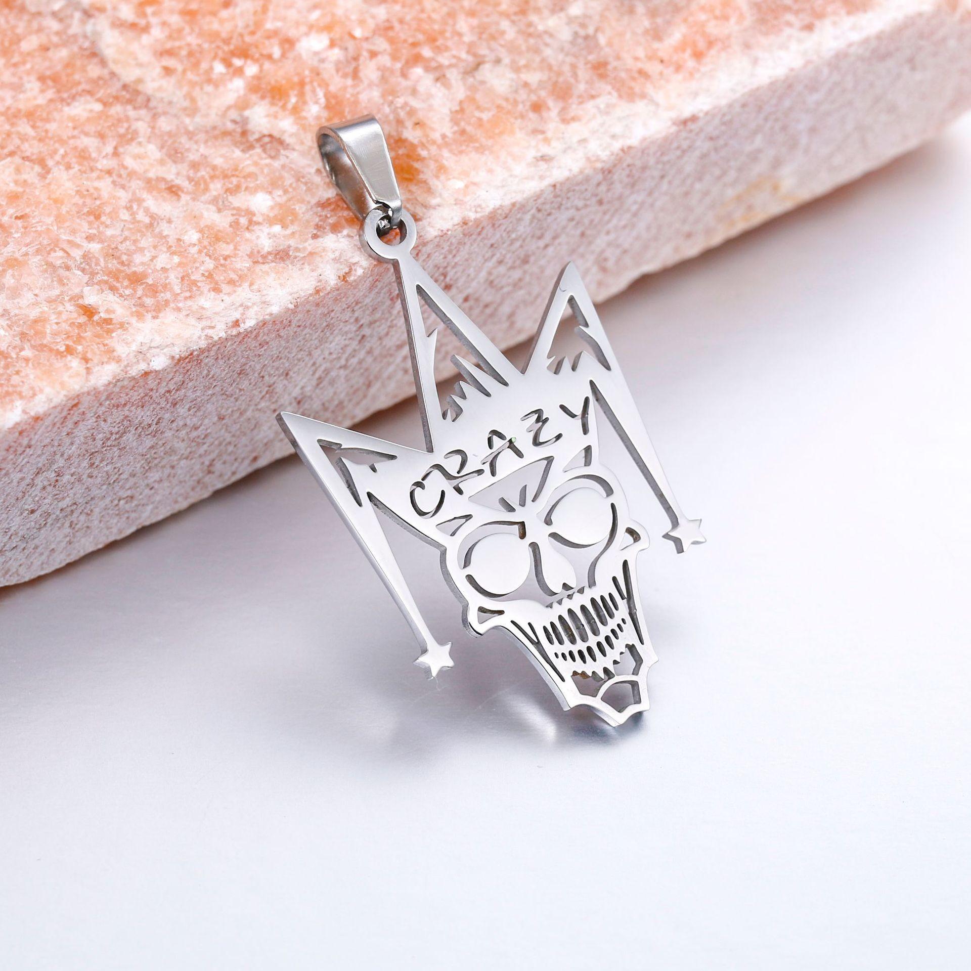 

Модный поп-персонаж хип-хоп ожерелье из нержавеющей стали злой клоун демон череп панк вечеринка пары праздничный подарок аксессуары серебряный