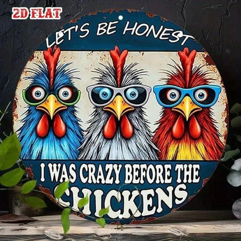 Funny Chickens in Glasses Retro Metal Wall Poster, Humor Quote for Bar