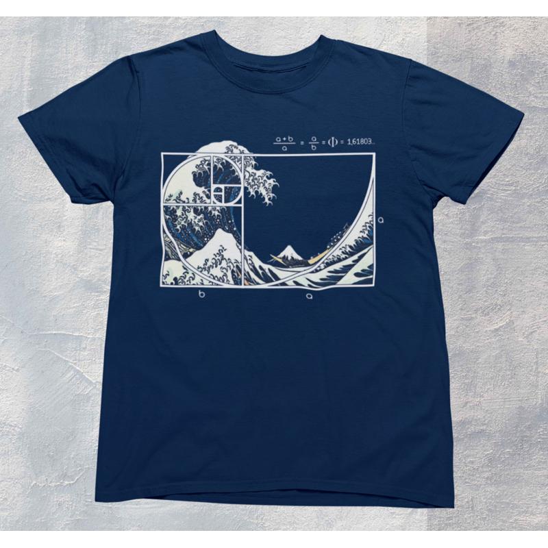 The Great Fibonacci Wave Classic T Shirt Hokusai Kanagawa 100 Premium Quality