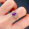Pure  CopperCrystal Ring 5x7mm 0.7ct Natural Amethyst Ring with Certificate 18K Gold Plated Amethyst Fine Jewelry