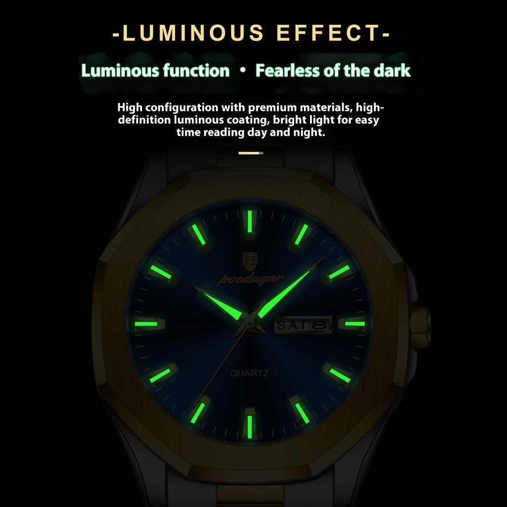 Top Brand New Business Men's Watch Steel Band Quartz Luminous Wrist Watch