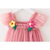 Children's New Children's Dress Three-dimensional Flower Flying Sleeve Dress Flower Child Mesh Shaggy Dress Girls Slip Dress
