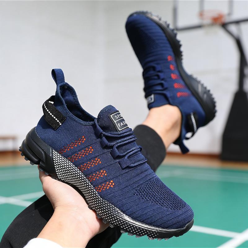 Men's Knit Weave Sports Shoes Breathable Mesh Sneakers Fashion Casual Running Shoes Lightweight Non-Slip Outdoor Walking Shoes